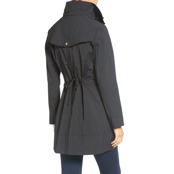 Cole Haan | Back Bow Packable Hooded Raincoat | Black & Gold | Size X-Large - Picture 2 of 10